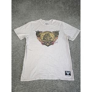 Sailor Jerry Shirt Mens M Beige Tattoo Rum Ship Graphic Crew Neck Cotton USA